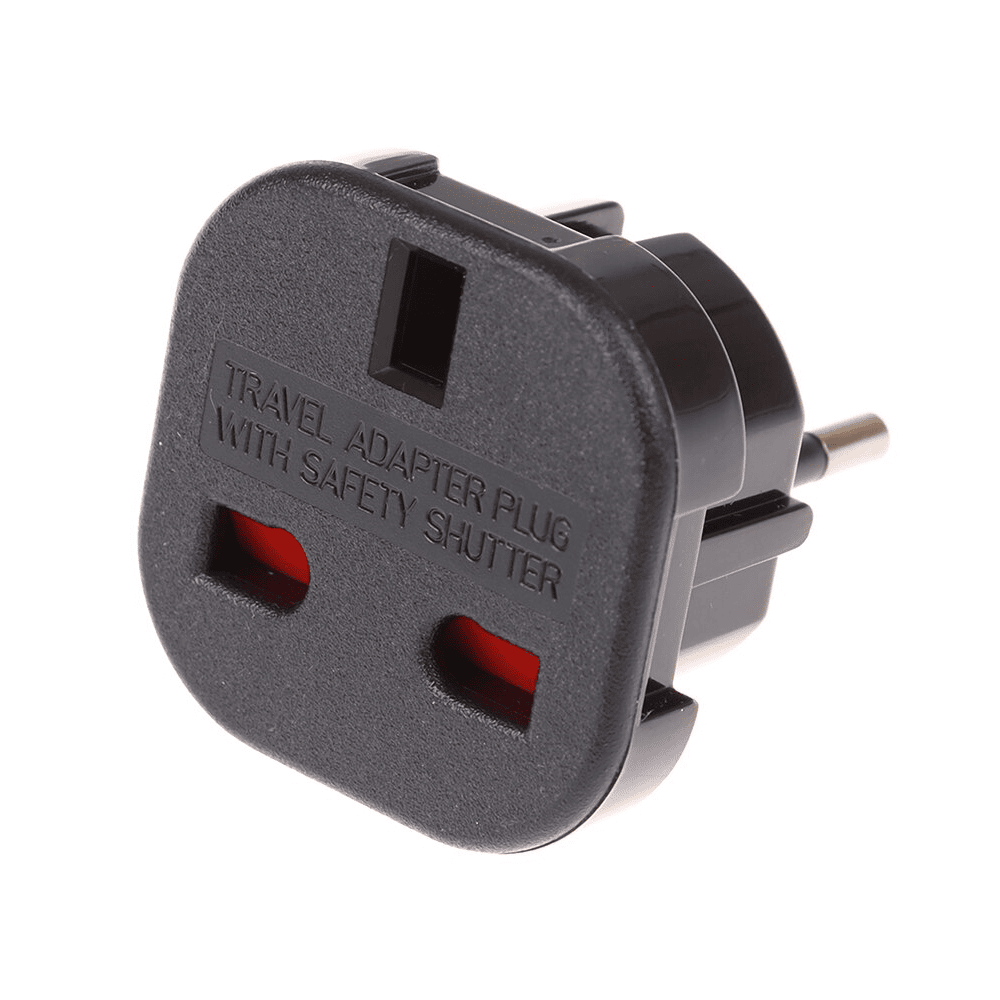 Adaptador de Enchufe de UK a Enchufe Europeo  Negro