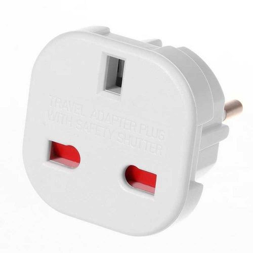 Adaptador de Enchufe de UK a Enchufe Europeo  Blanco