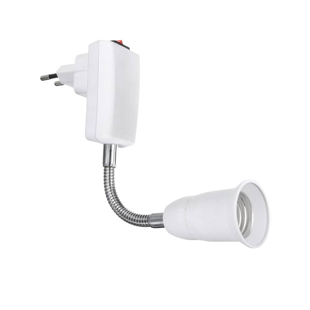 Adaptador de Enchufe E27 Europeo con interruptor  Blanco