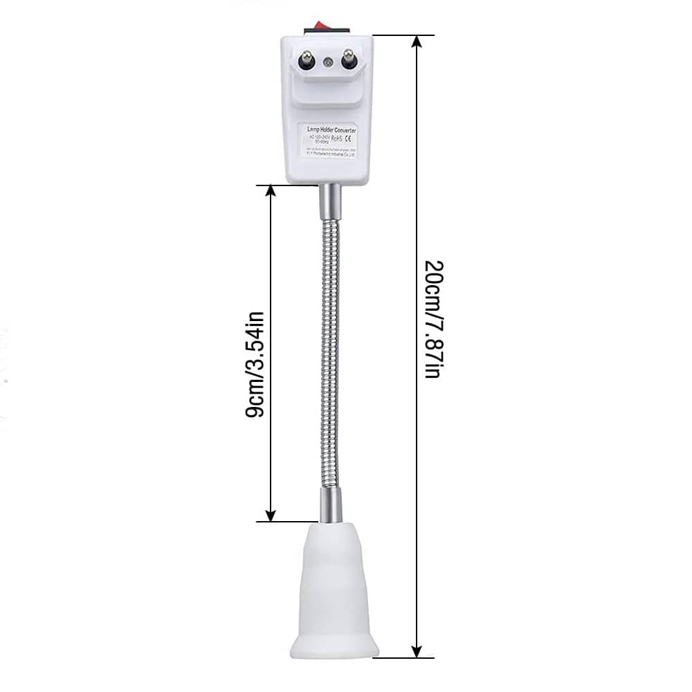 Adaptador de Enchufe E27 Europeo con interruptor  Blanco