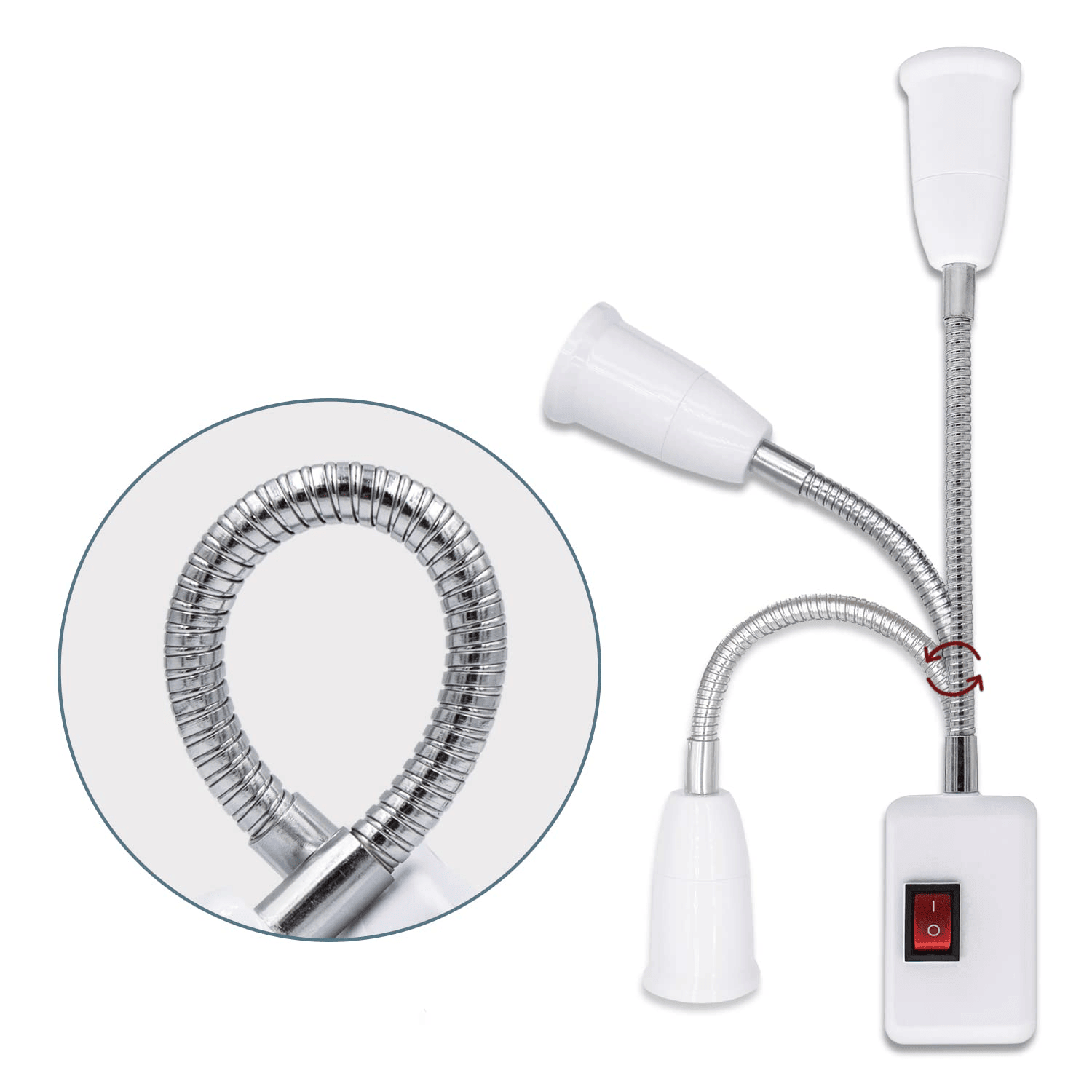 Adaptador de Enchufe E27 Europeo con interruptor V2  Blanco