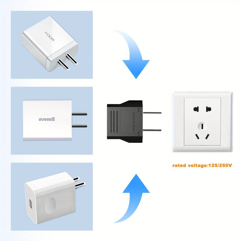 Adaptador de Enchufe Europeo a Enchufe de EEUU  Negro