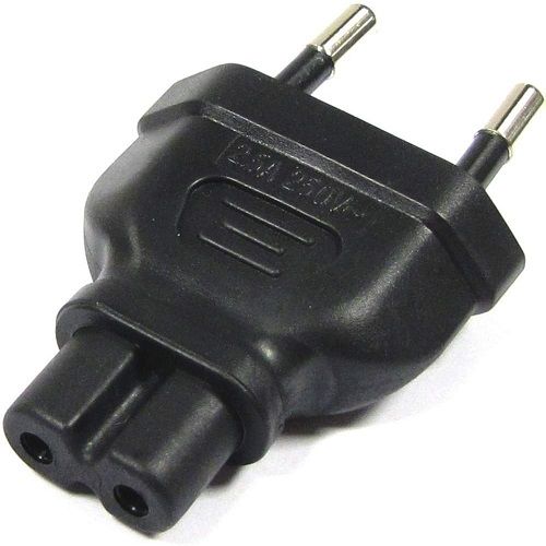 Adaptador de enchufe IEC-60320 C7 a Bipolar  Negro