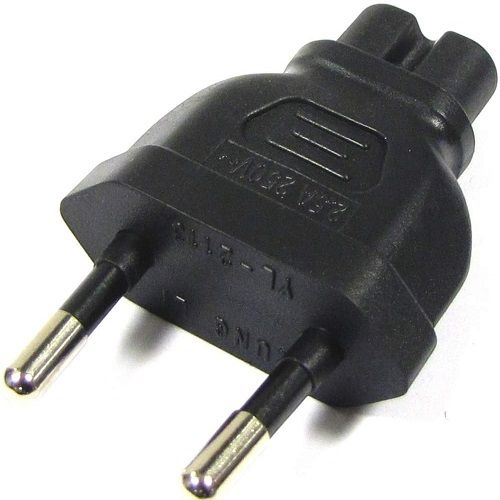 Adaptador de enchufe IEC-60320 C7 a Bipolar  Negro