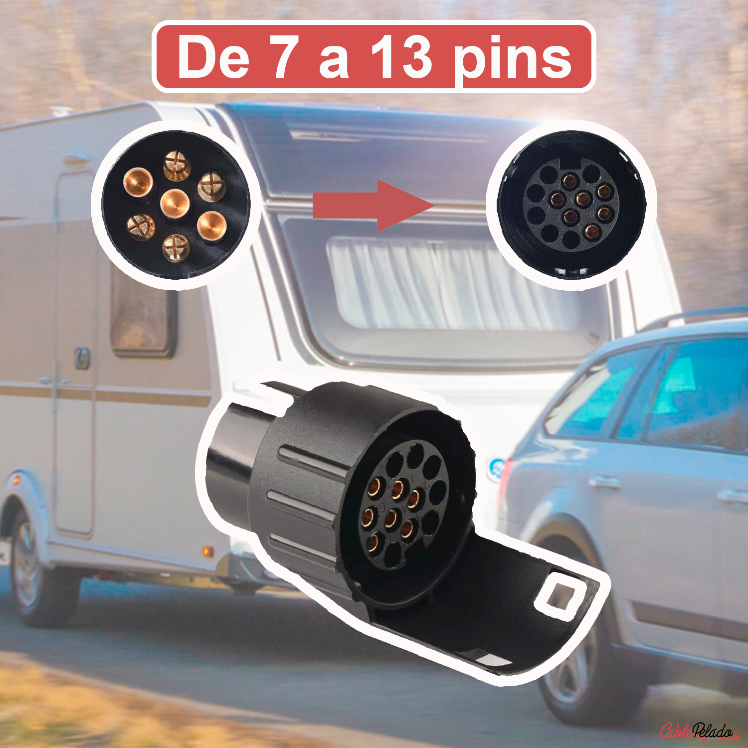 Adaptador De Remolque De 7 A 13 Pines 12 V  Negro