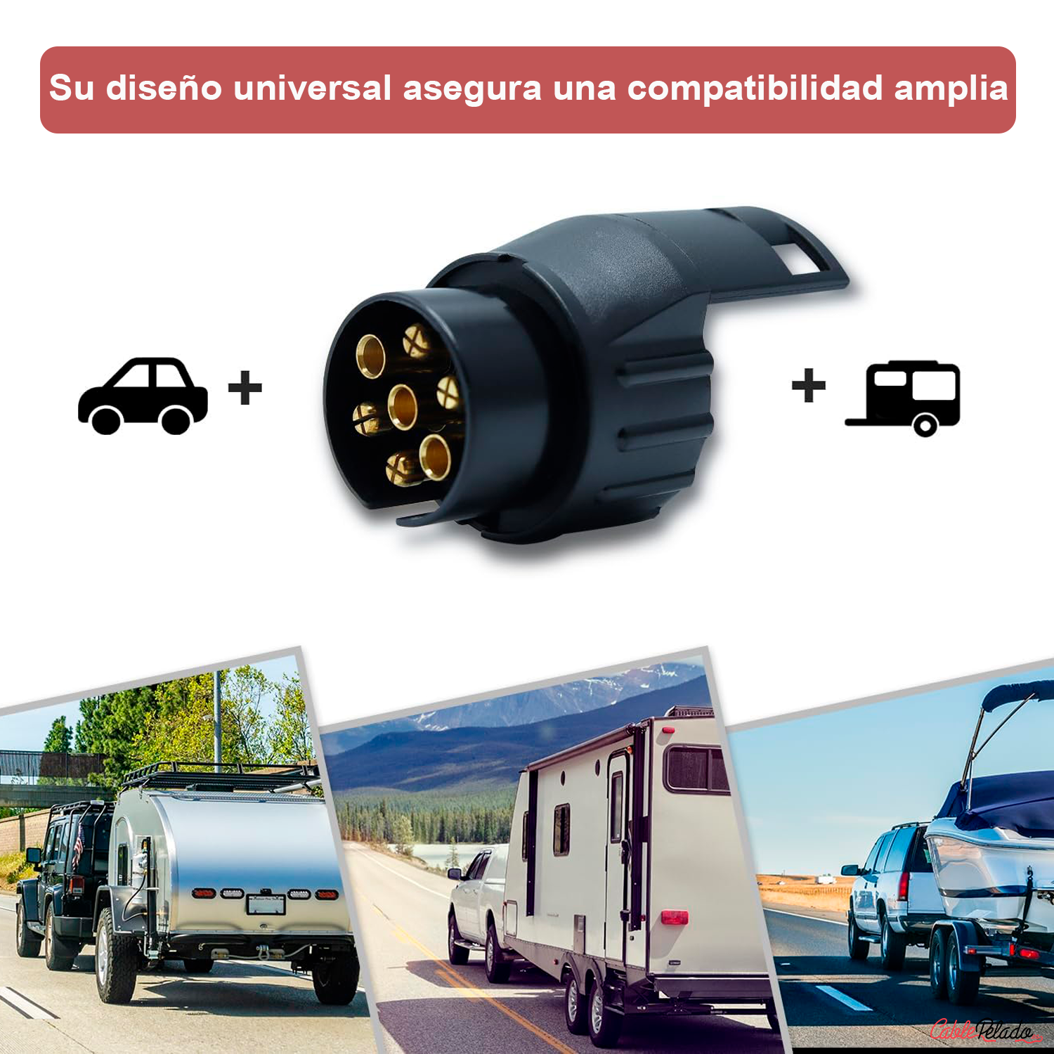 Adaptador De Remolque De 7 A 13 Pines 12 V  Negro