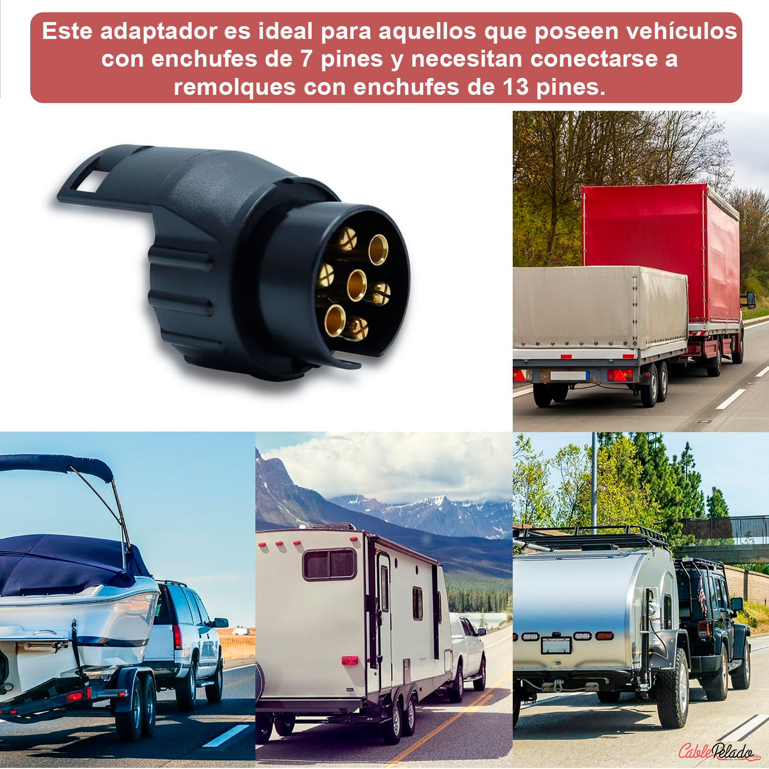 Adaptador De Remolque De 7 A 13 Pines 12 V  Negro