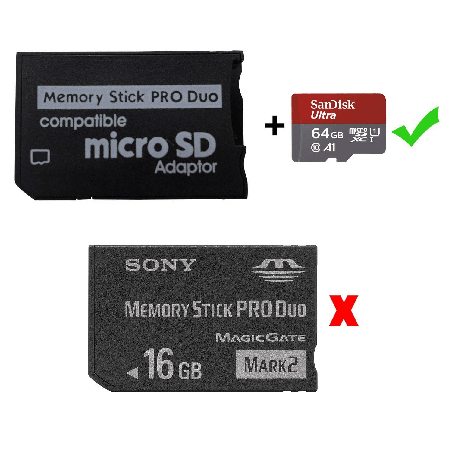 Adaptador de tarjeta micro SD a Memory Stick  Negro
