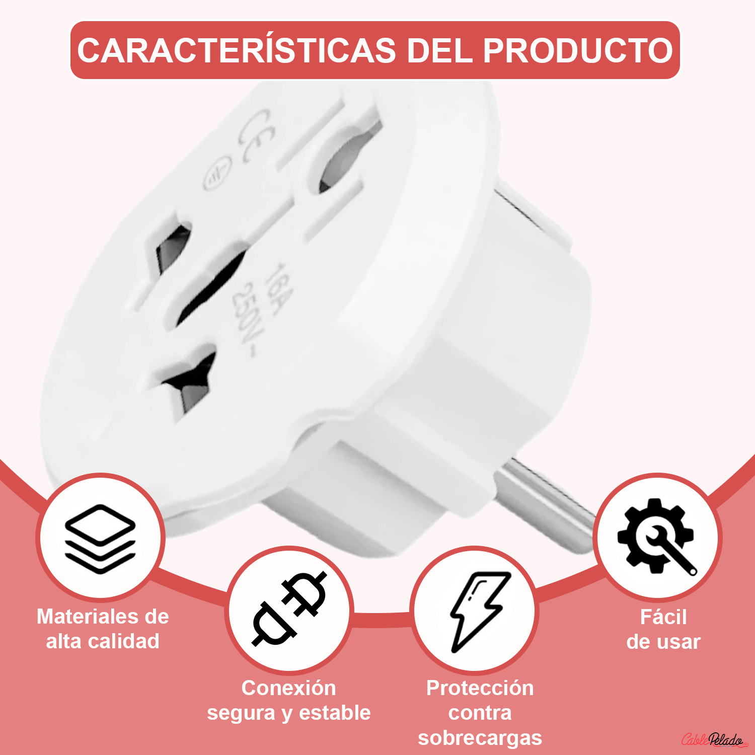 Adaptador de Viaje Universal de Enchufe EU a UK V2  Blanco