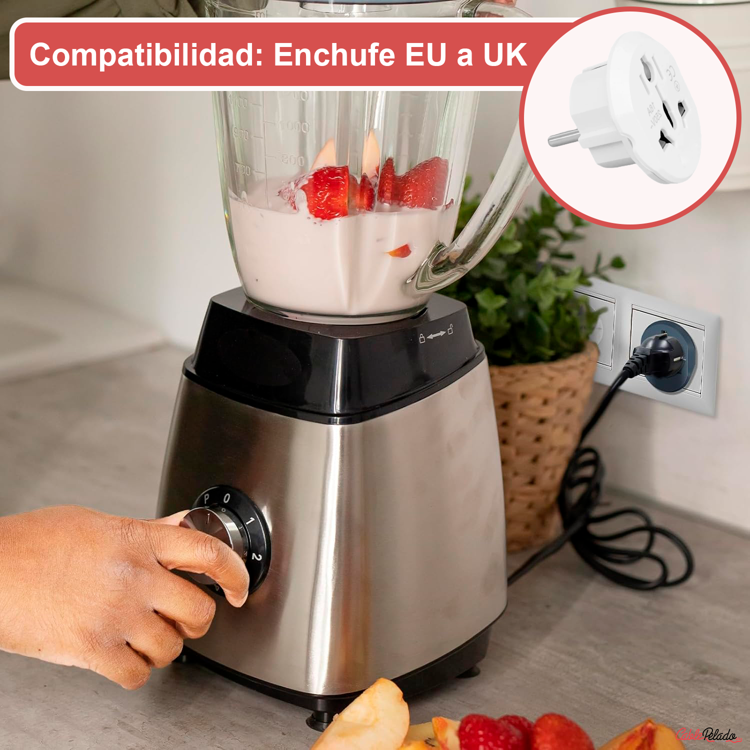 Adaptador de Viaje Universal de Enchufe EU a UK V2  Blanco