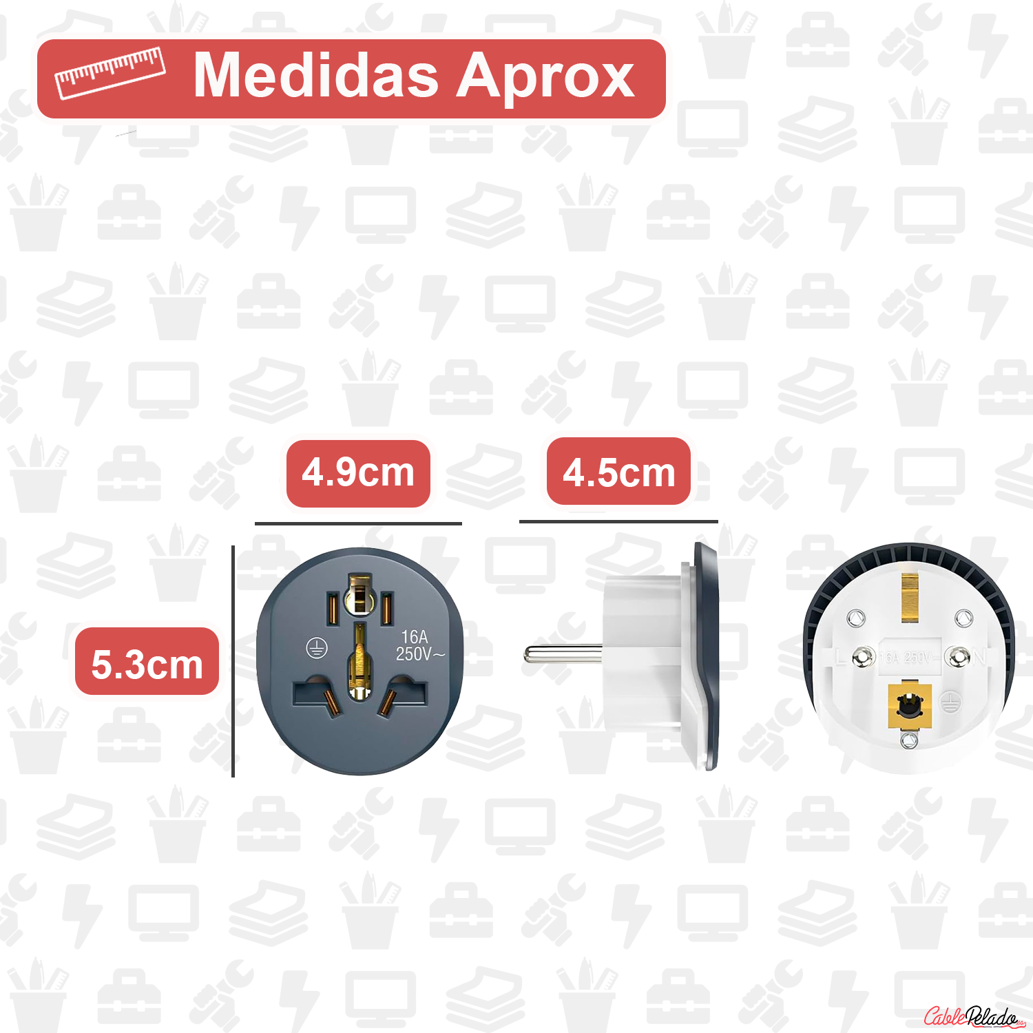 Adaptador de Viaje Universal de Enchufe EU a UK V2  Gris