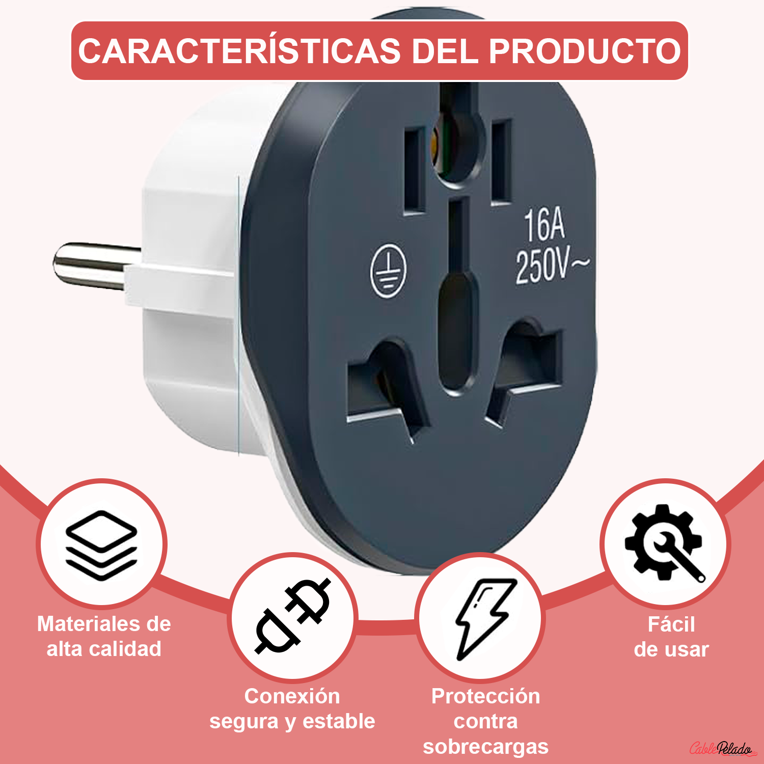 Adaptador de Viaje Universal de Enchufe EU a UK V2  Gris