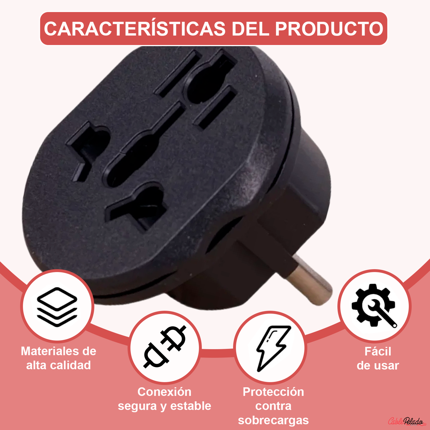 Adaptador de Viaje Universal de Enchufe EU a UK V2  Negro