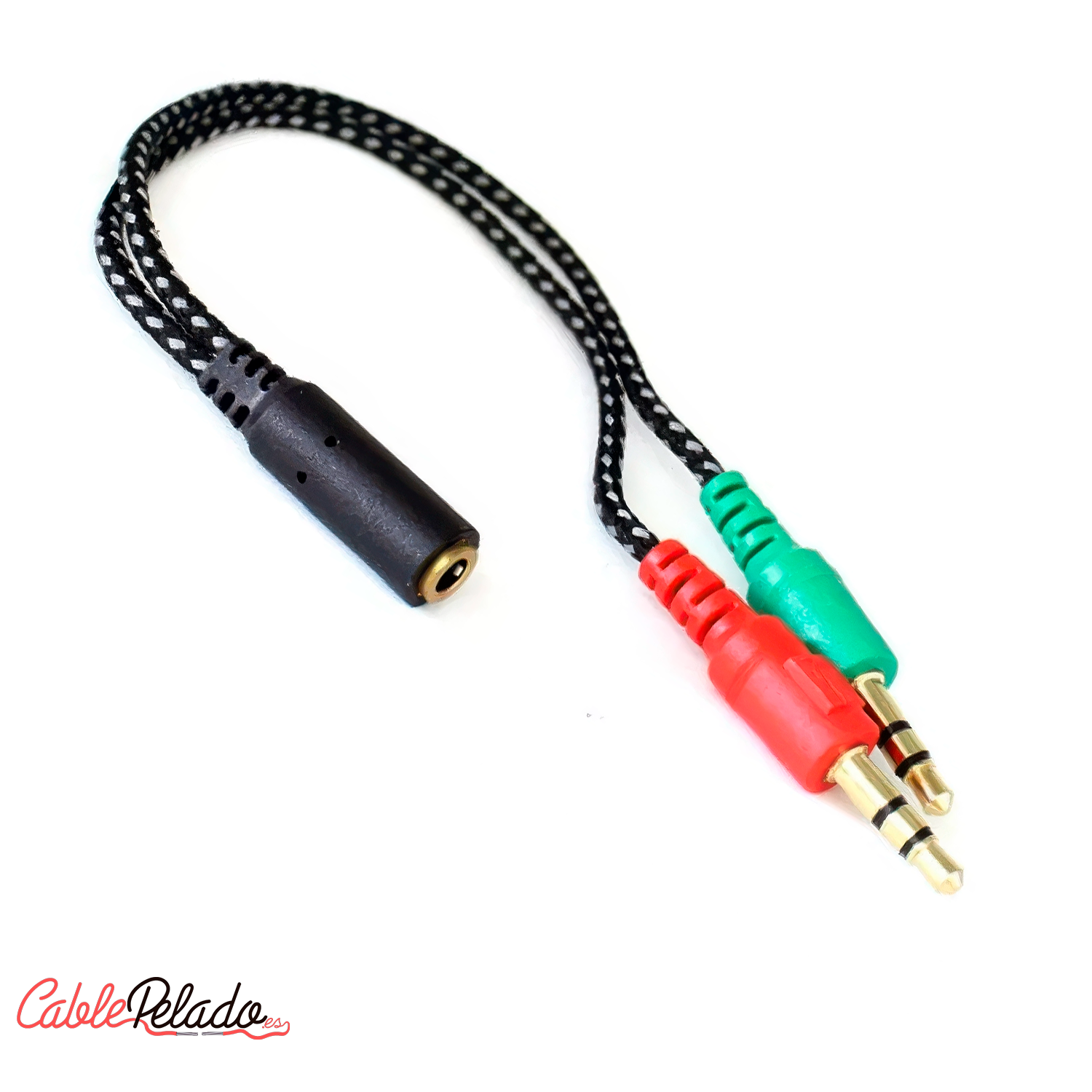 Adaptador Divisor de Auriculares y microfono 0.20 M Negro