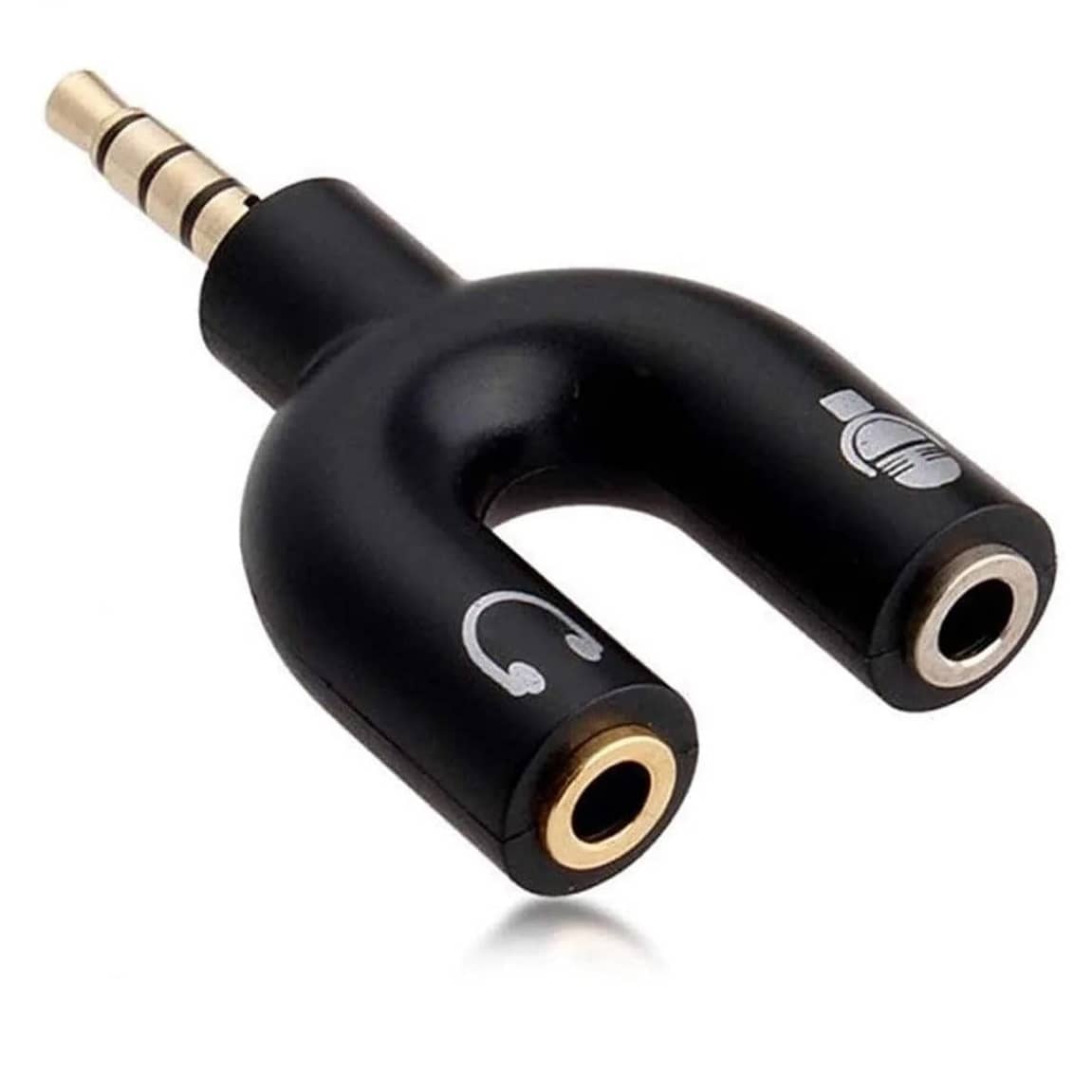 sitio Corea instante Adaptador divisor para auriculares y microfono jack 3.5 de 4 Negro