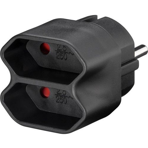 Adaptador doble de Enchufes Europeo  Negro