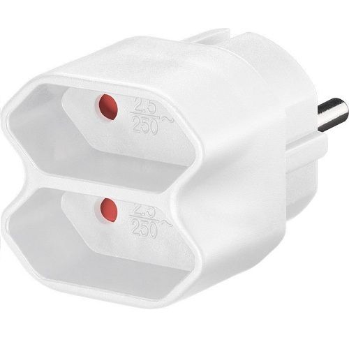 Adaptador doble de Enchufes Europeo  Blanco