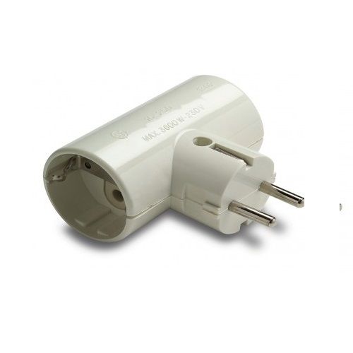 Adaptador doble Schuko TT 16A  Blanco