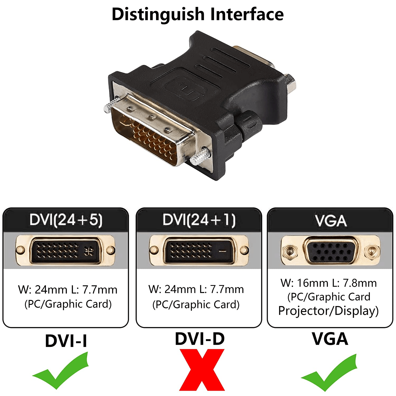Adaptador DVI 24+5/M - VGA/H  Negro