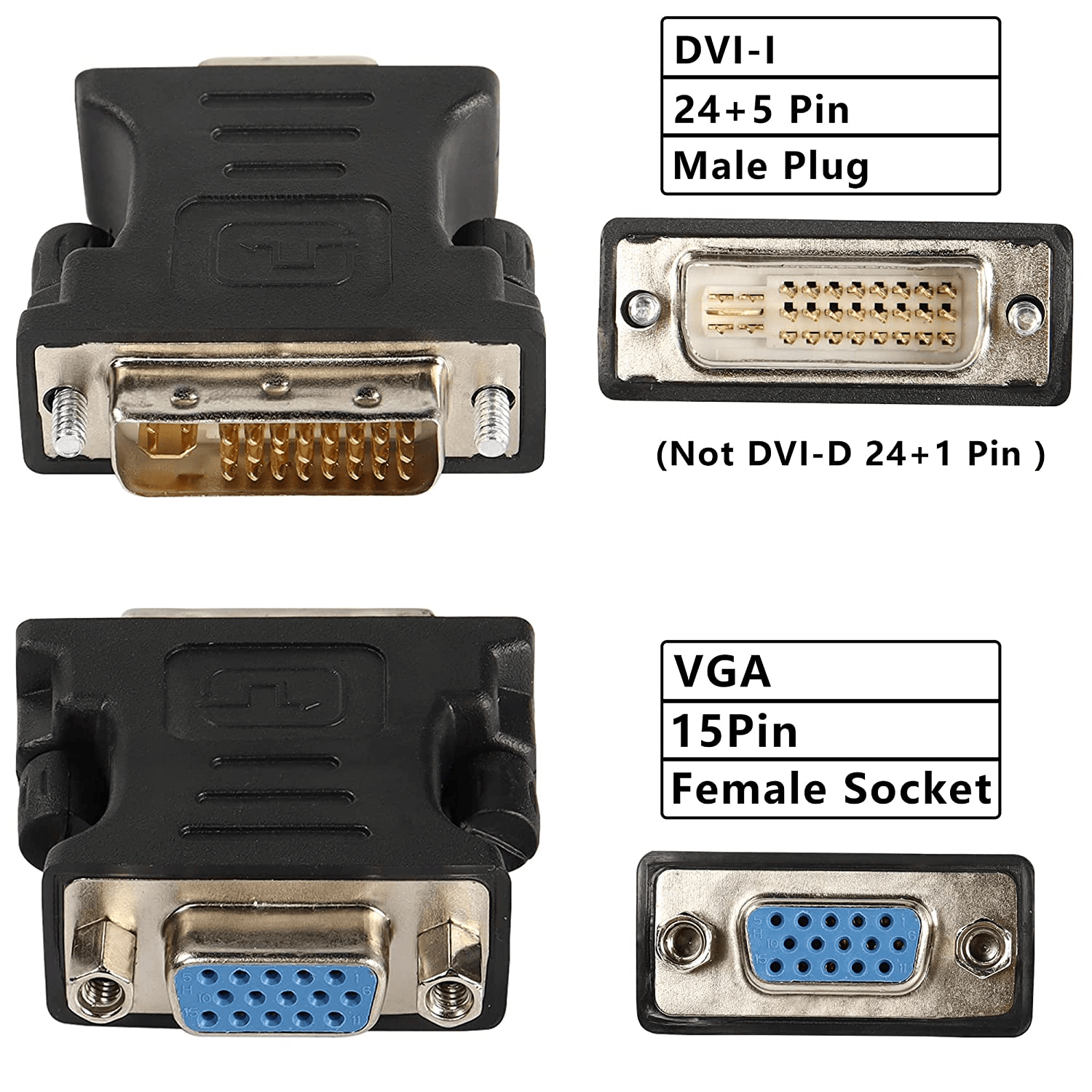 Adaptador DVI 24+5/M - VGA/H  Negro