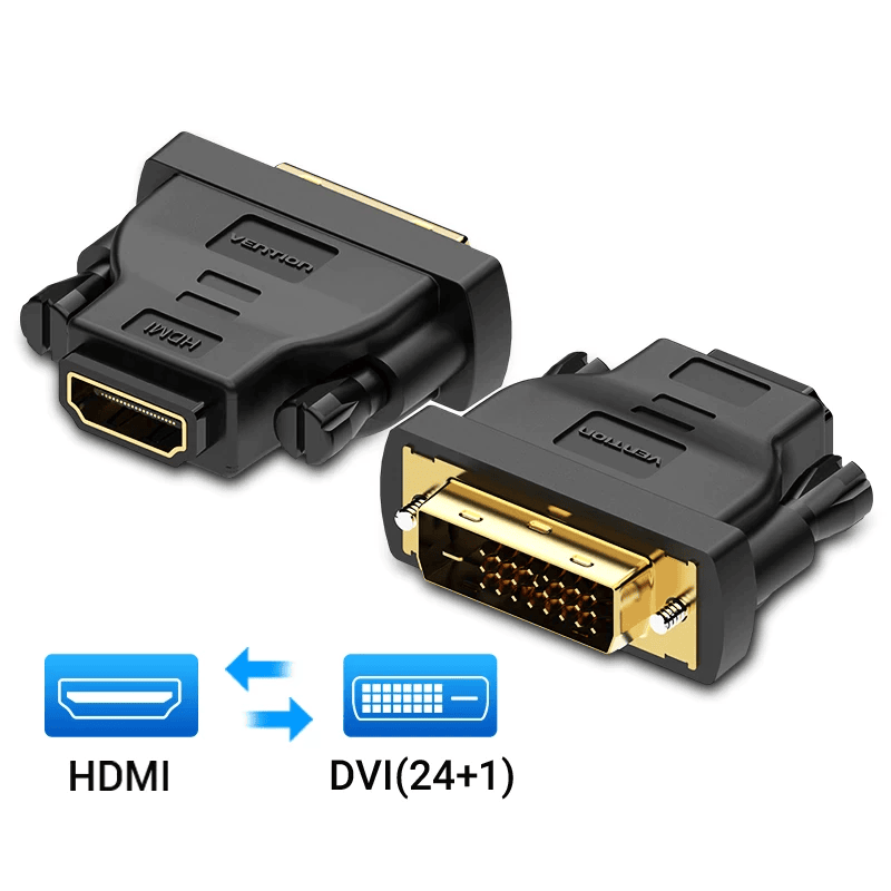 Adaptador DVI-D 24+1 macho - HDMI hembra  Negro