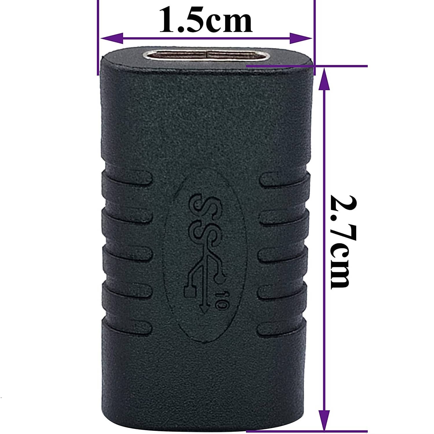 Adaptador empalme USB-C hembra  Negro