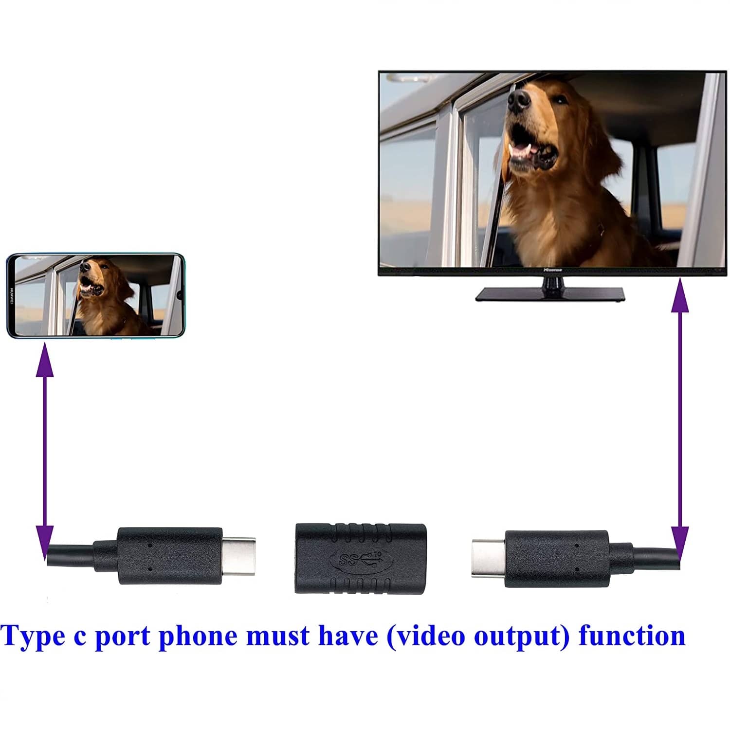 Adaptador empalme USB-C hembra  Negro