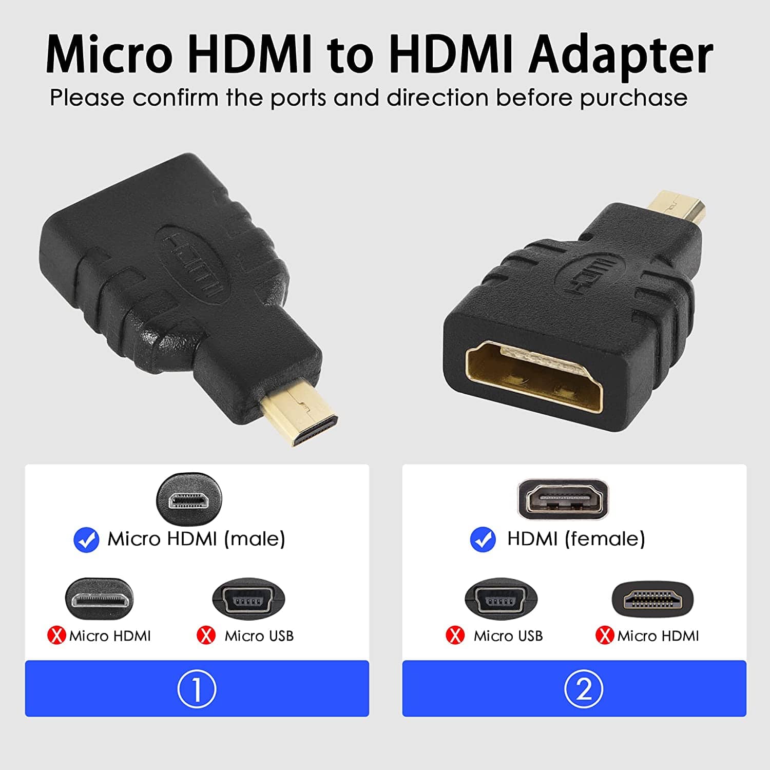 Adaptador HDMI a Micro HDMI D  Negro