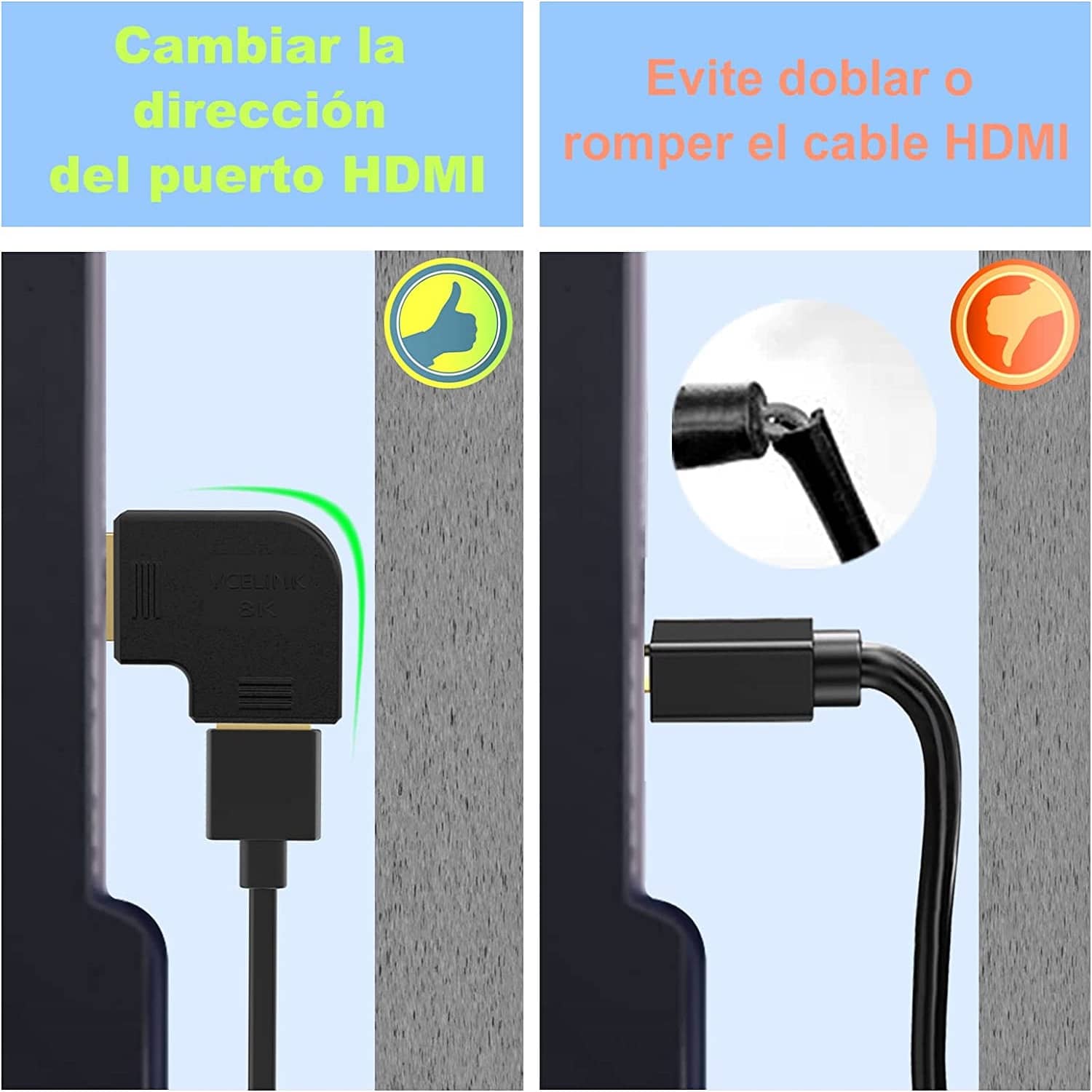 Adaptador HDMI acodado derecha 270 grados  Negro