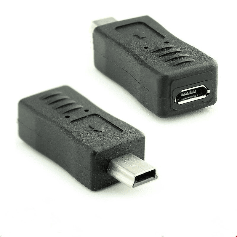 Adaptador micro USB hembra a mini USB macho Negro