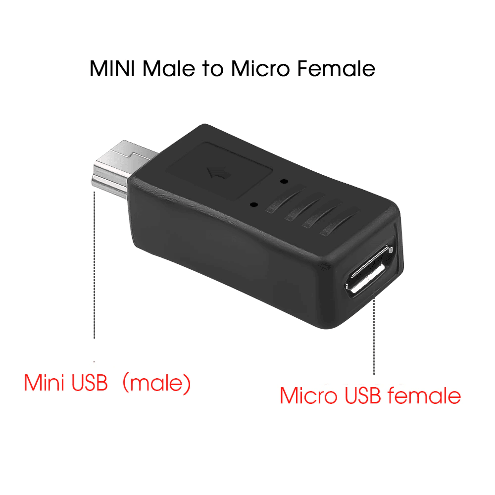 Adaptador micro USB hembra a mini USB macho Negro