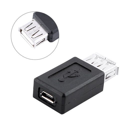 Adaptador micro usb tipo B hembra a USB tipo A hembra  Negro