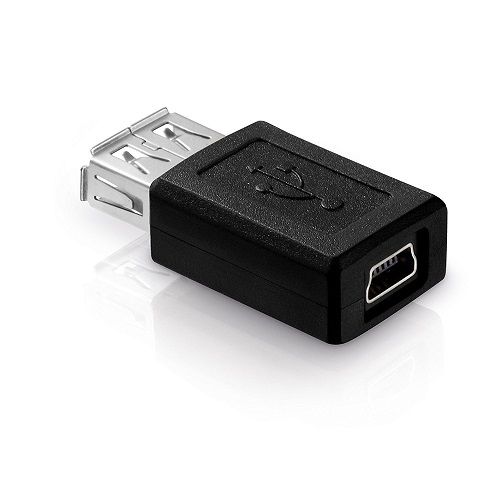 Adaptador mini USB hembra a USB tipo A hembra  Negro