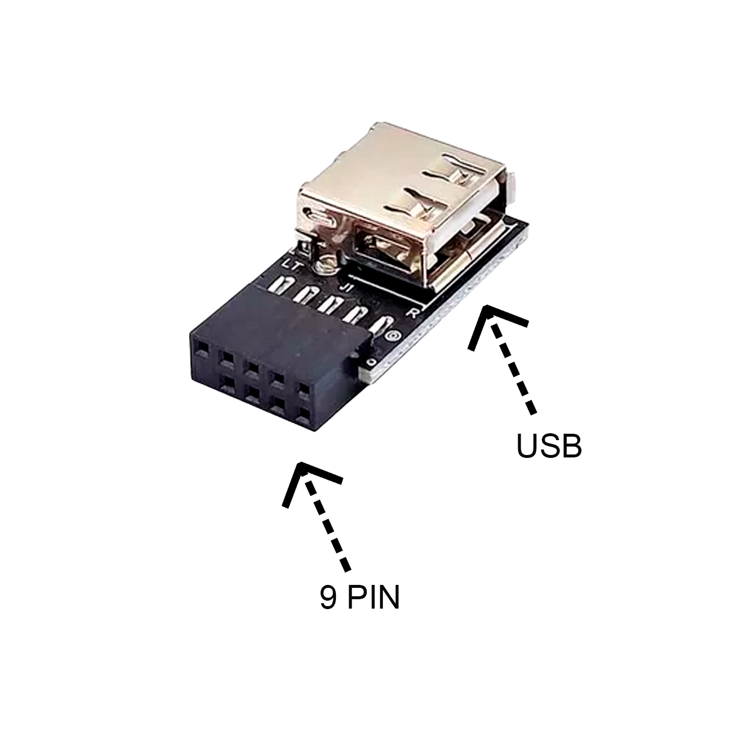 Adaptador panel frontal USB 2.0 hembra a 9 pines hembra derecha
