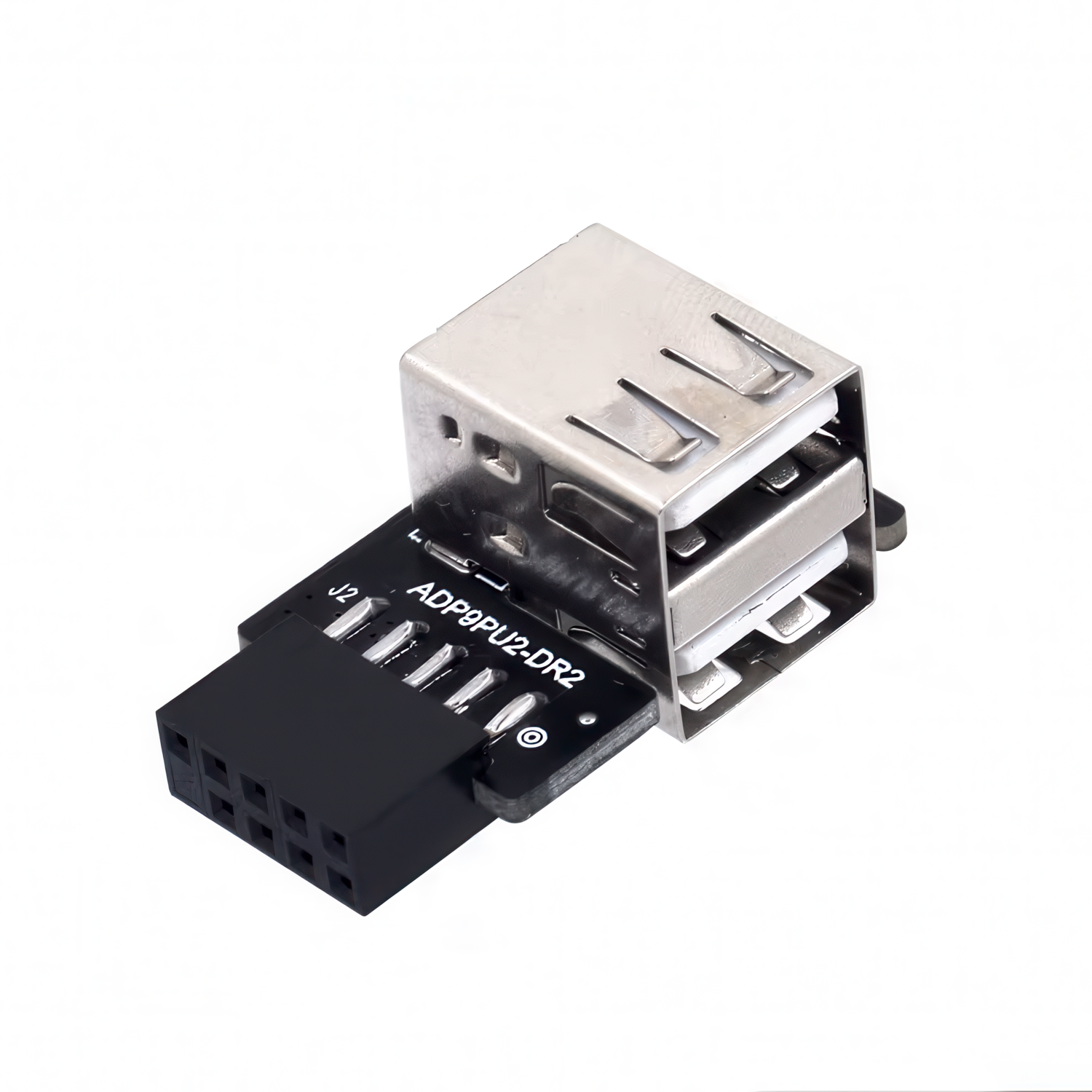 Adaptador panel frontal USB 2.0 hembra a 9 pines hembra doble derecha