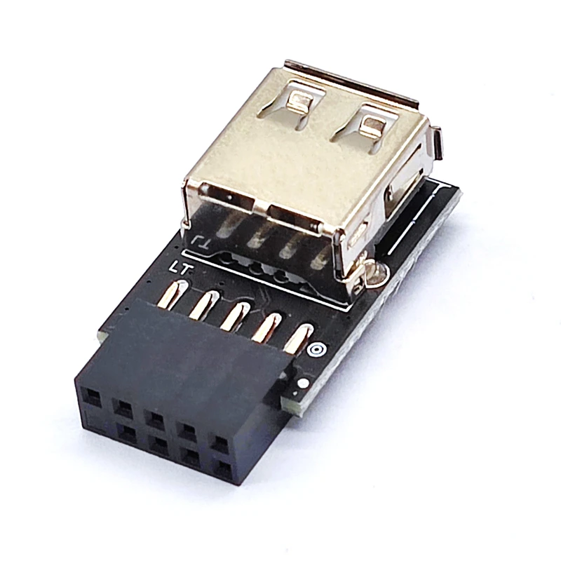 Adaptador panel frontal USB 2.0 hembra a 9 pines hembra recto