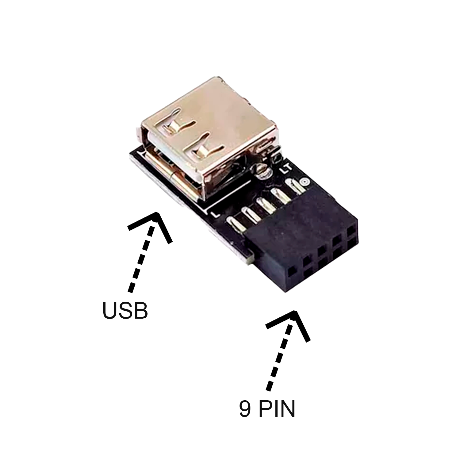 Adaptador panel frontal USB 2.0 hembra a 9 pines Izquierda
