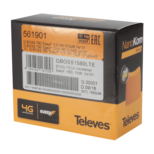 Adaptador Q-BOSS 790 C21-60 G15dB para antenas TDT  Amarillo
