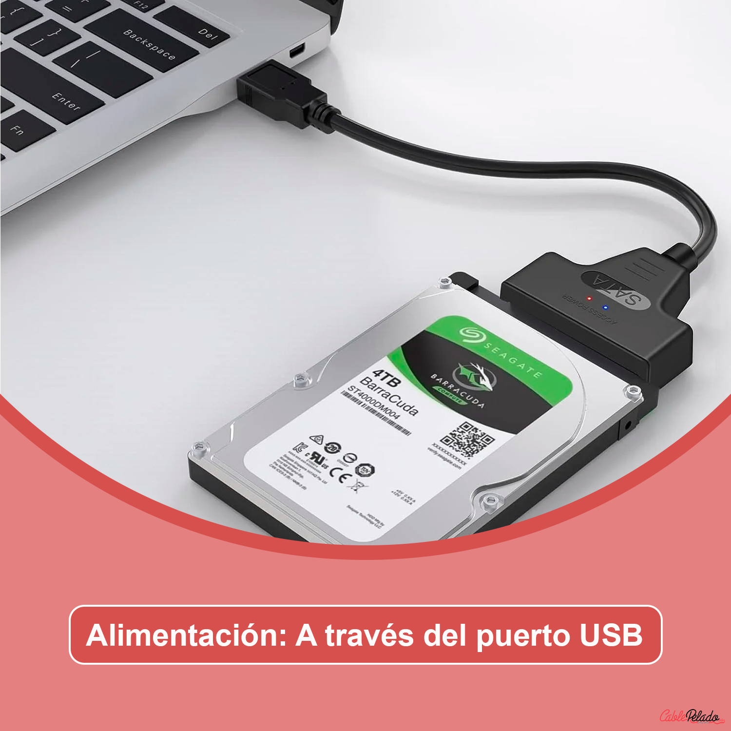 Adaptador SATA a USB-C 3.0 Discos 2.5/3.5 0.20 M Negro