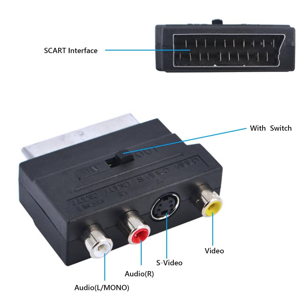 Adaptador SCART AV conmutable  Negro