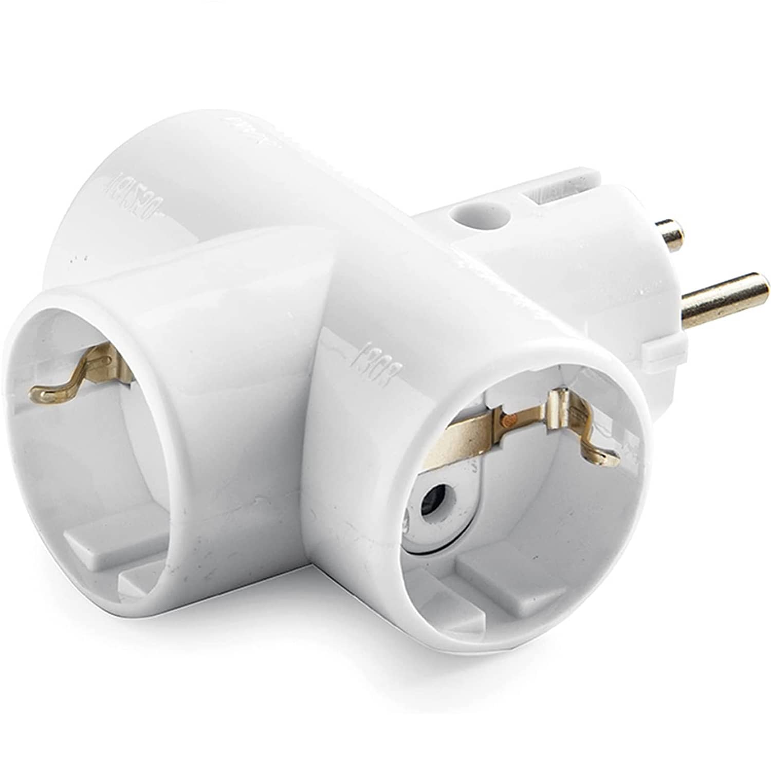 Adaptador triple Schuko TT 16A  Blanco