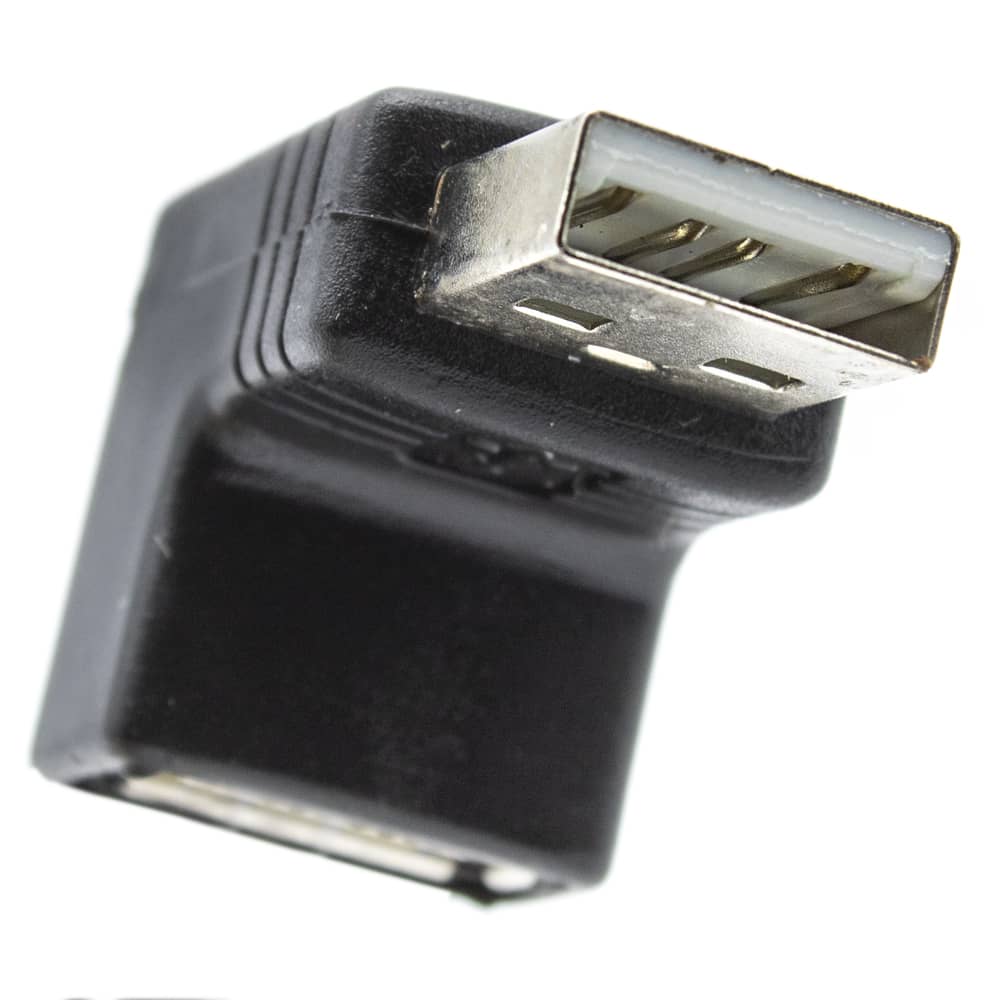 Adaptador USB 2.0 macho a hembra acodado 90 grados  Negro