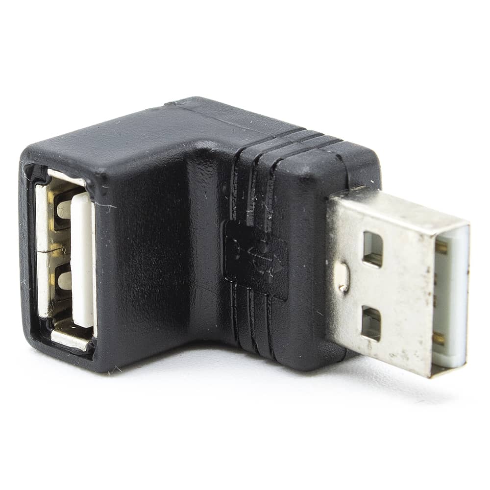 Adaptador USB 2.0 macho a hembra acodado 90 grados  Negro