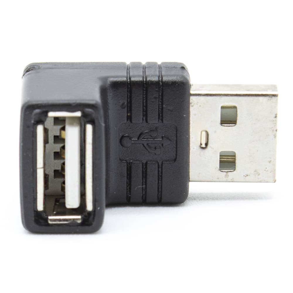 Adaptador USB 2.0 macho a hembra acodado 90 grados  Negro