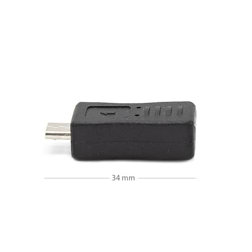 Adaptador micro USB hembra a mini USB macho Negro