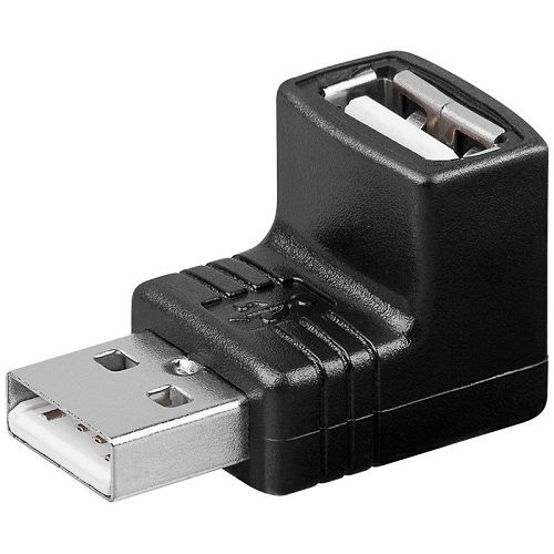 Adaptador USB 2.0 macho a hembra acodado 90 grados  Negro