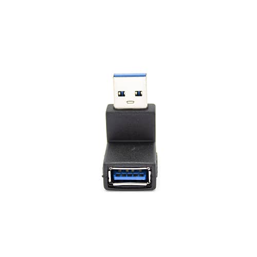 Adaptador USB 3.0 macho a hembra acodado 90 grados  Negro