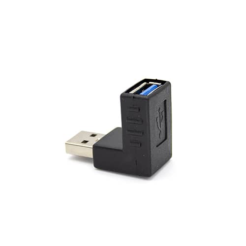 Adaptador USB 3.0 macho a hembra acodado 90 grados  Negro
