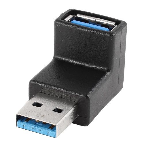 Adaptador USB 3.0 macho a hembra acodado 90 grados  Negro