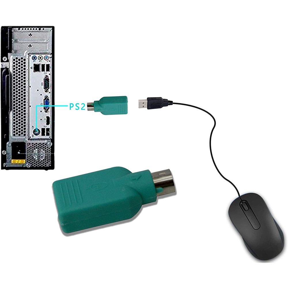 Adaptador USB  a PS2 para raton  Verde